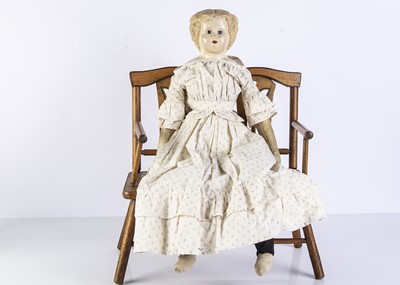 Lot 1116 - A Greiner papier-mache shoulder-head doll