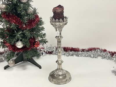 Lot 35 - A modern plated large candlestick