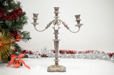 Lot 69 - A first half 20th century silver played twin bracnch candleabra