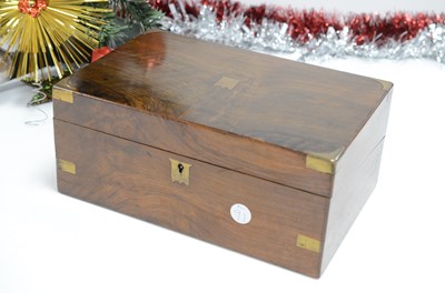 Lot 91 - A Victorian mahogany and brass writing slope box
