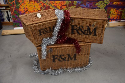 Lot 93 - Three early 20th century wicker hampers from Fortnum & Mason