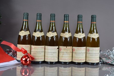 Lot 200 - Six bottles of 1986 Grand Vin De Bourgogne Meursault-Genevrieres white wine