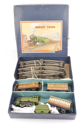Lot 7 - Hornby 0 Gauge 501 LNER Passenger Train Set Dinky Toys Station Figures and various accessories by Hornby Mettoy Chad valley and Brimtoy (qty)