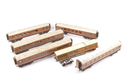 Lot 43 - CCW or similar 0 Gauge course scale wooden LNER 'Teak' Coaches (6)