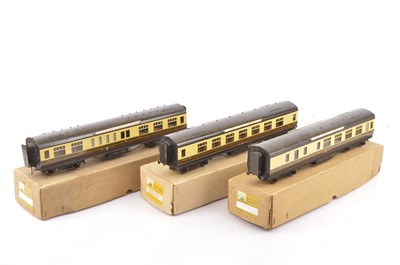 Lot 45 - Exley for Bassett-Lowke GWR chocolate and cream Main Line Coaches (3)