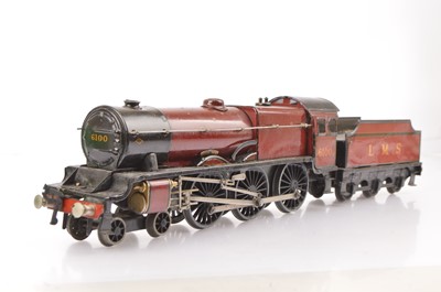 Lot 124 - A Bassett-Lowke 0 Gauge (probably converted) 3-rail electric LMS 4-6-0 'Royal Scot' Locomotive and Tender (2)
