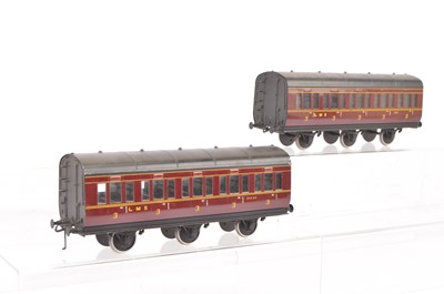 Lot 136 - A Pair of Exley 0 Gauge LMS 3rd class 6-wheel non-corridor Coaches