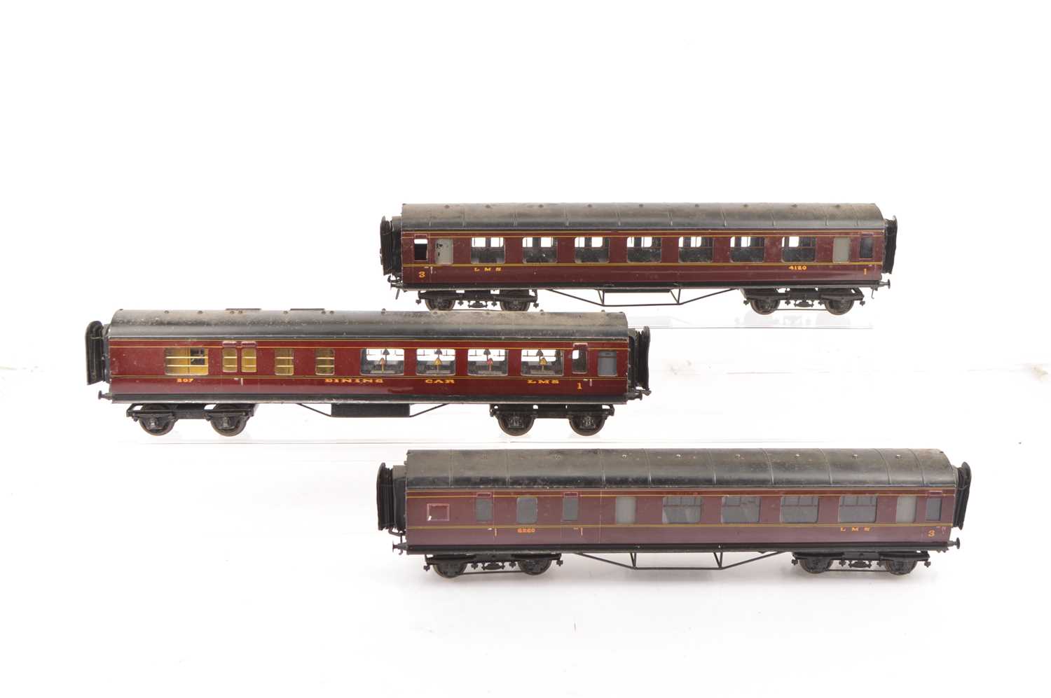 Lot 140 - Three 0 Gauge LMS bogie corridor Coaches by Exley (2)