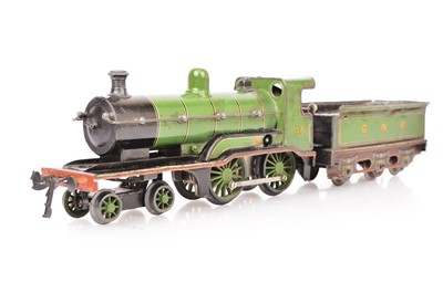 Lot 142 - A Bing for Gamage's 0 Gauge GNR green 4-4-0 clockwork 1373 Ivatt Locomotive and Tender circa 1922