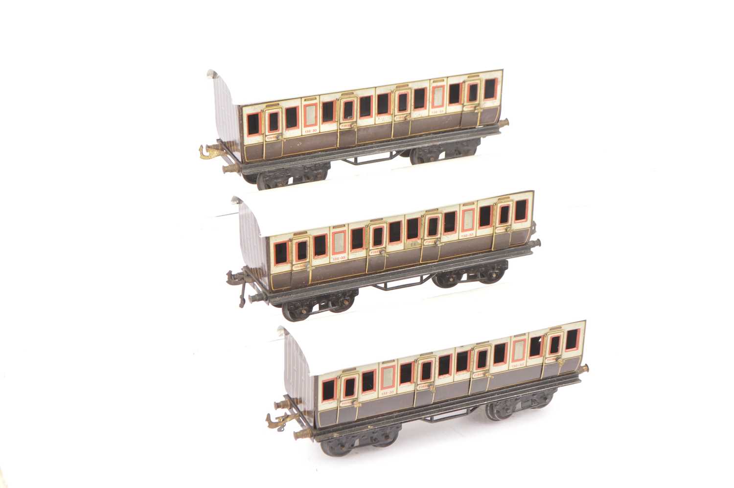 Lot 143 - Bing 0 Gauge LNWR short bogie coaches (3)
