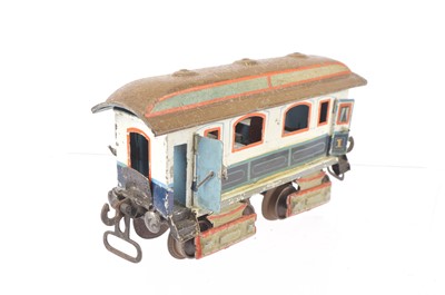 Lot 155 - A very early Marklin bogie Coach and bogie Ballast Wagon