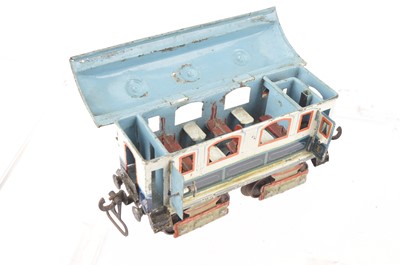 Lot 155 - A very early Marklin bogie Coach and bogie Ballast Wagon