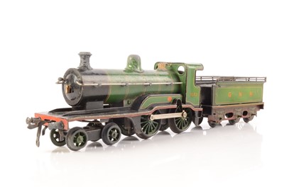 Lot 190 - A Bing for Gamages 0 Gauge clockwork 'Ivatt' GNR 4-4-0 Locomotive and Tender (2)