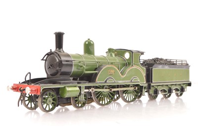 Lot 211 - A Kit- or scratch-built 0 Gauge 3-rail/stud contact electric LSWR Adams 'T3' class 4-4-0 Locomotive and Tender (2)