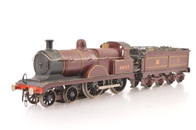 Lot 212 - A Kit- or scratch-built 0 Gauge 3-rail/stud contact electric Midland Johnson '2606' class 4-4-0 Locomotive and Tender (2)