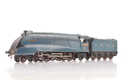 Lot 218 - An uncommon kit /scratchbuilt 0 Gauge electric 2-Rail LNER blue Class A4 4467 'Wild Swan' Locomotive and tender