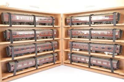 Lot 224 - Rake of 8 Westdale or similar BR maroon kitbuilt Fine scale 0 Gauge Mk 1 Coaches