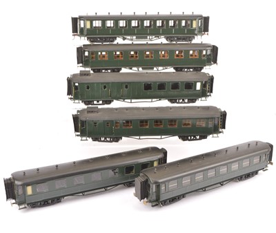 Lot 278 - Rake of six kit/scratch built ETAT plain green Coaches made using some Marescot and Fournereau parts (6)