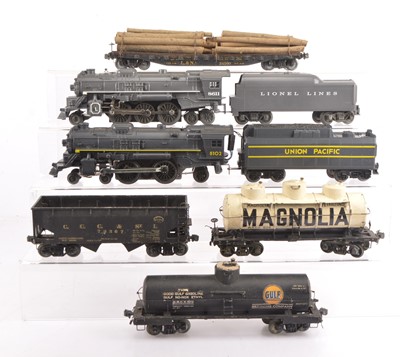 Lot 287 - Two late-production Lionel 0 Gauge electric Locomotives and Tenders Kit-built 0 Gauge American bogie Freight Stock