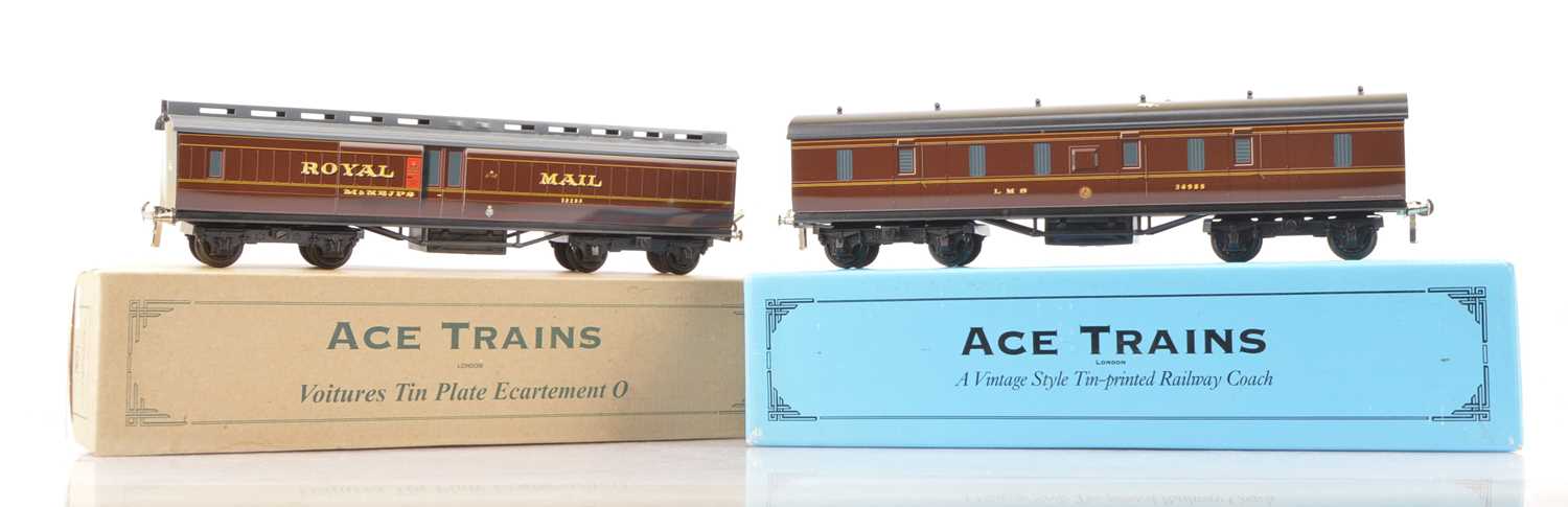 Lot 320 - ACE Trains overlay Series by Brian Wright 0 Gauge M&NEJPS maroon Royal Mail TPO Coach and LMS Full Brake