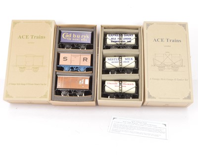 Lot 335 - ACE Trains 0 Gauge Private Owners Milk Tank and Van Sets