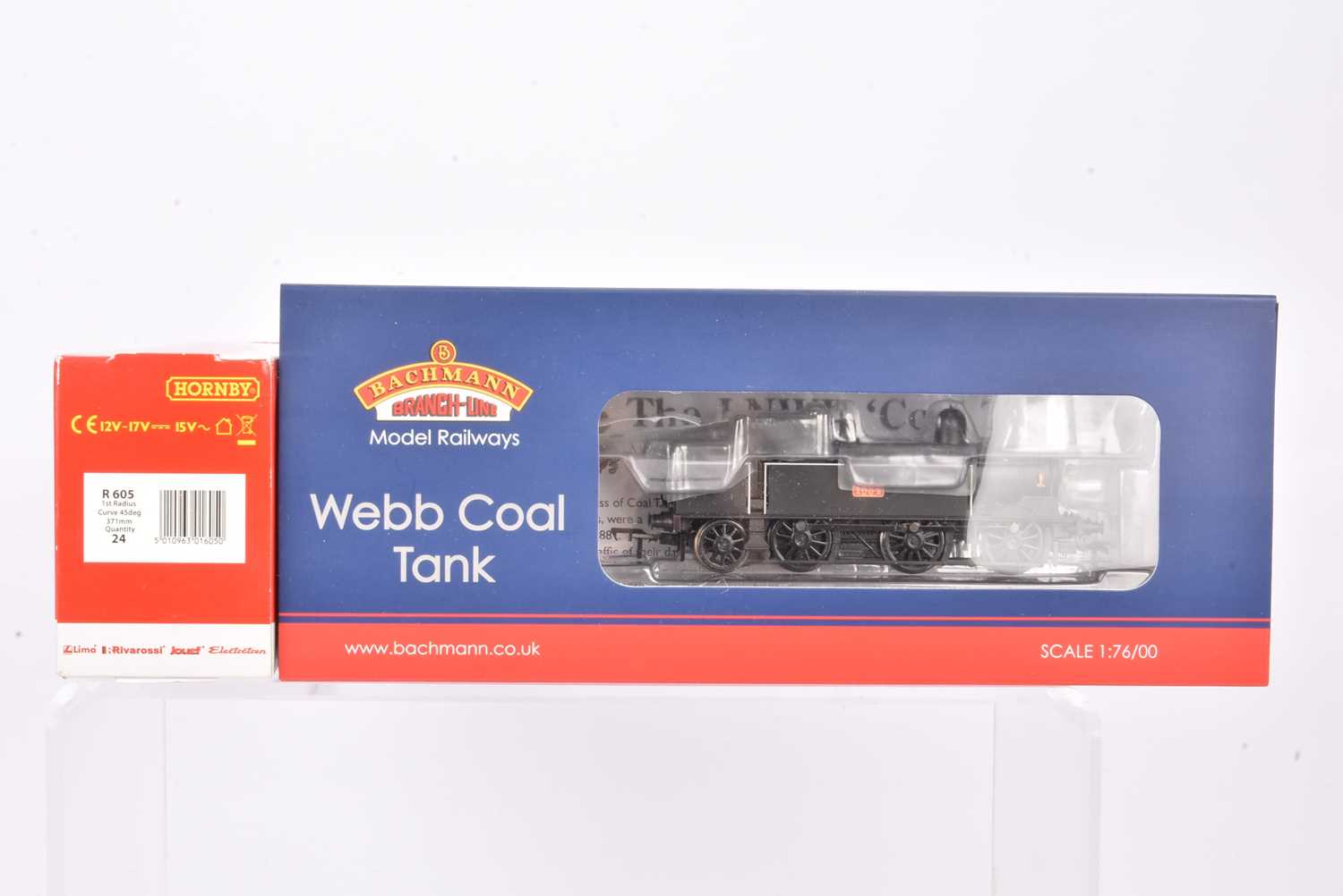 Lot 426 - Bachmann 00 Gauge 35-050 LNWR black Webb Coal Tank and Hornby Track