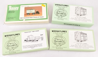 Lot 355 - Wrightlines 0-16.5 Narrow Gauge Glyn Valley Tramway Pick up Pete Ford Road Rail truck  and Roxey Scammell unmade kit (4)