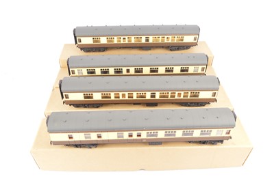 Lot 372 - Rebuilt repainted and fully detailed Lima 0 Gauge Mk 1 Deep Window 60'  GWR chocolate and cream Coaches (4)