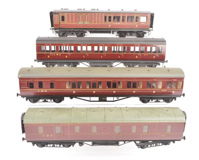 Lot 375 - Westdale Exley EK Models and Scratchbuilt 0 Gauge LMS maroon Coaches