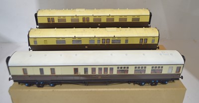 Lot 380 - MSC Models  (Westdale) and Kenard Models 0 Gauge GWR chocolate and cream Coaches (3)