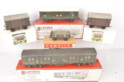 Lot 402 - Slater's and other makers  0  kitbuilt Gauge SR Utility Vans and Goods wagons (5)