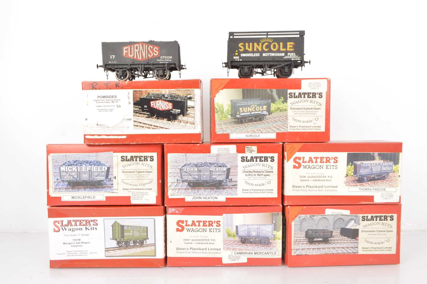 Lot 408 - Slater's 0 Gauge kitbuilt Private Owners Open wagons and one Salt wagon (8)