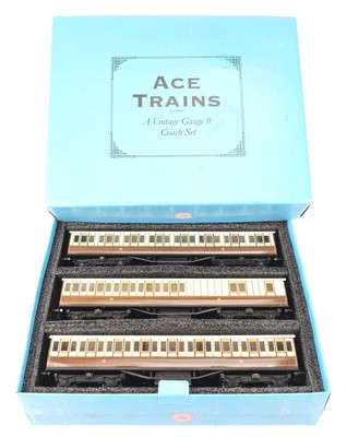 Lot 477 - ACE Trains 0 Gauge LNWR chocolate and cream 3 Coach Set