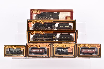 Lot 493 - Mainline and GMR 00 Gauge LMS and BR ex LMS black Locomotives and Goods Rolling Stock