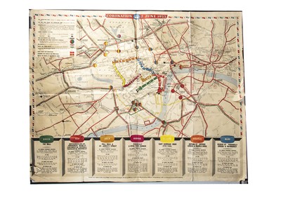Lot 503 - 1953 Coronation Poster London Transport Public and Private Transport Map of London