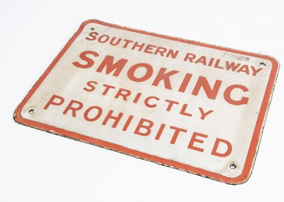 Lot 574 - Southern Railway Smoking Prohibited Warning Enamel Sign