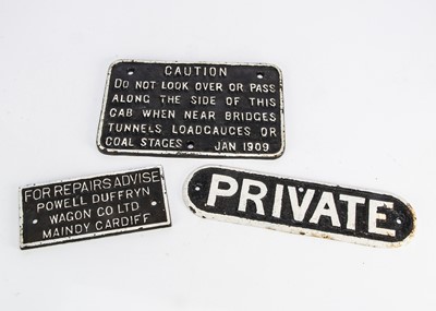 Lot 582 - Three Cast Iron Signs/Notices