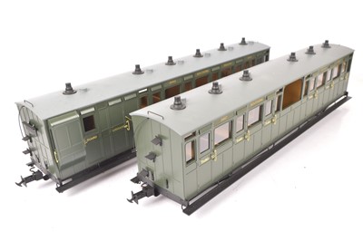 Lot 621 - Pair of Accucraft 16mm Gauge 1 SR green Lynton and Barnstable Coaches