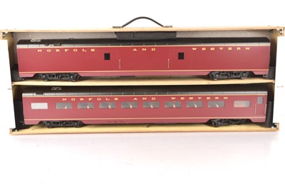 Lot 623 - Four Accucraft Gauge 1 Norfolk and Western maroon Coaches