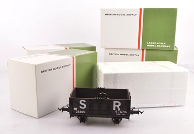 Lot 704 - A set of Four boxed Accucraft (BMS) G scale (gauge 0 or 1) Lynton & Barnstaple Railway Open Wagons (4)