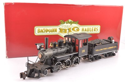 Lot 718 - An American Gauge 1 two-rail Yellow Pine Lumber Co 2-6-0 Locomotive and Tender by Bachmann