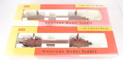 Lot 741 - Accucraft G Gauge Short Logging Cars and 4 unknown brand logging cars (8)