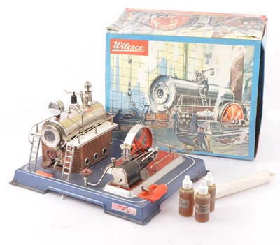 Lot 809 - Wilesco D20  Live Steam and Power plant with large cylinder and 100mm Flywheel on blue base