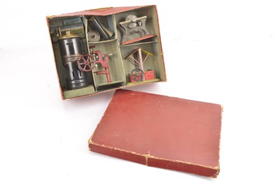 Lot 846 - An uncommonly Boxed early Bing (GBN) live steam 'Nora' Vertical Engine and Accessories Set