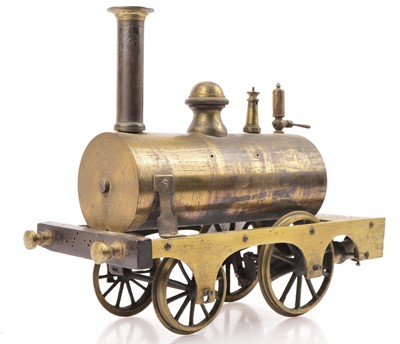 Lot 852 - A early Brass Twin Oscillating-cylinder 'Piddler' Steam 2-2-0 Locomotive by unknown maker