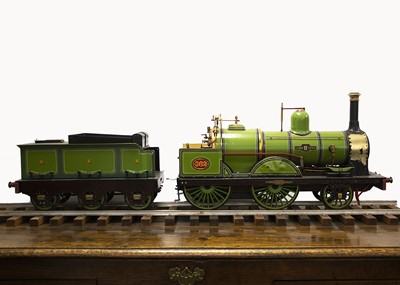 Lot 853 - A 5" Gauge North Eastern Railway (Leeds & Thirsk) live steam 2-4-0 Locomotive and Tender and display track (3)