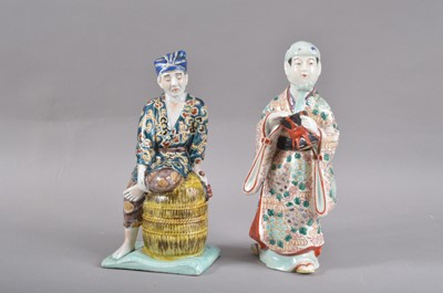 Lot 100 - Two early 20th century Japanese Kutani porcelain figurines