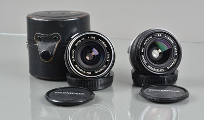 Lot 183 - Two Olympus OM 28mm Lenses