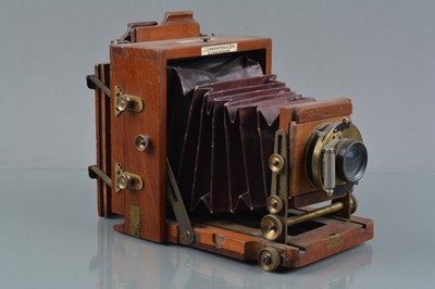 Lot 469 - A J. Lancaster 1303 Instantograph Mahogany & Brass Quarter Plate Camera