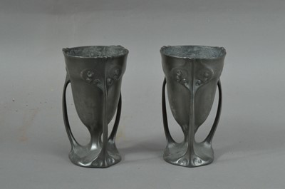 Lot 146 - A pair of Art Nouveau style Kayserzinn Pweter vases